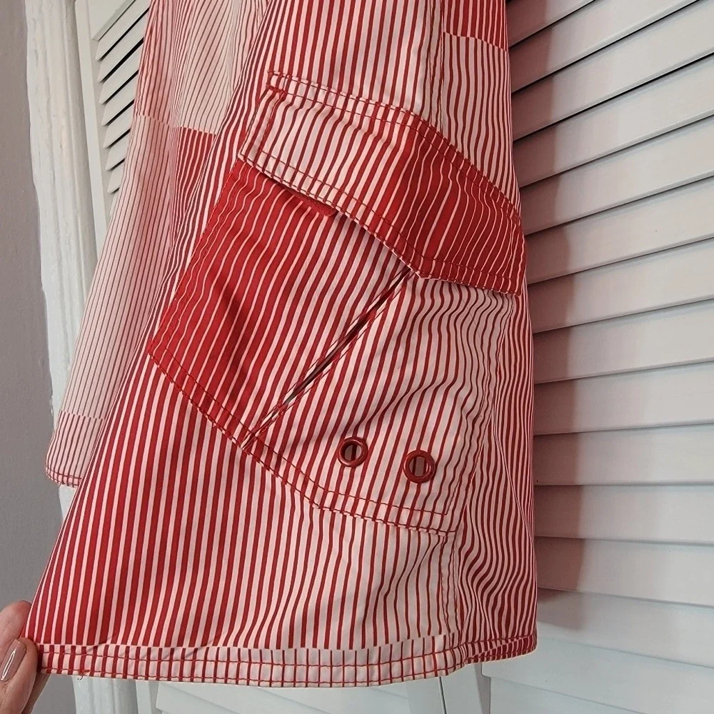 O'NEILL Warmond Striped Seersucker Board Shorts Orange Men Sz 32 Pockets Surfing